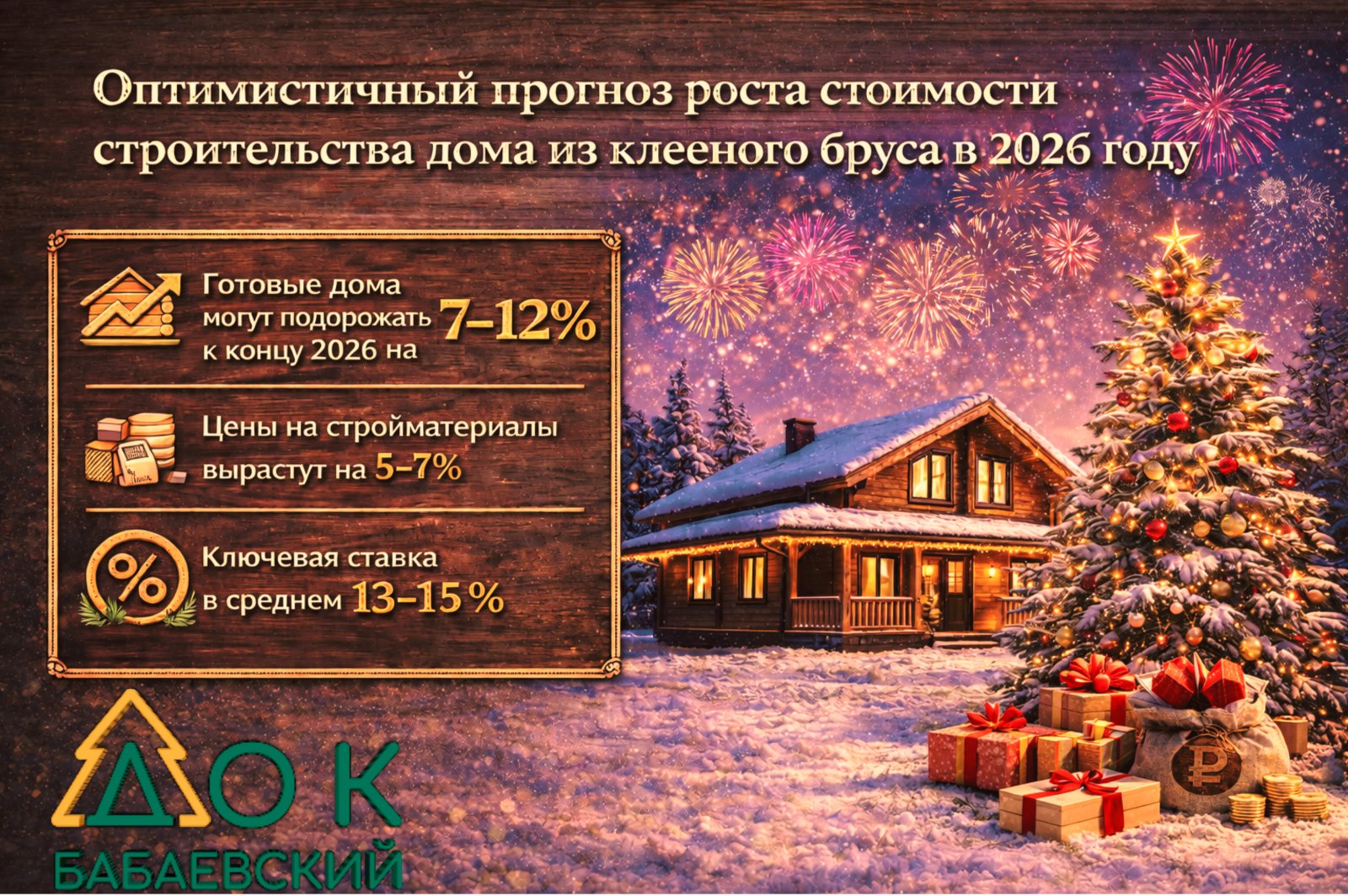 Оптимистичный прогноз роста стоимости строительства дома из клееного бруса в 2026 году. Аналитика, причины и тренды рынка.