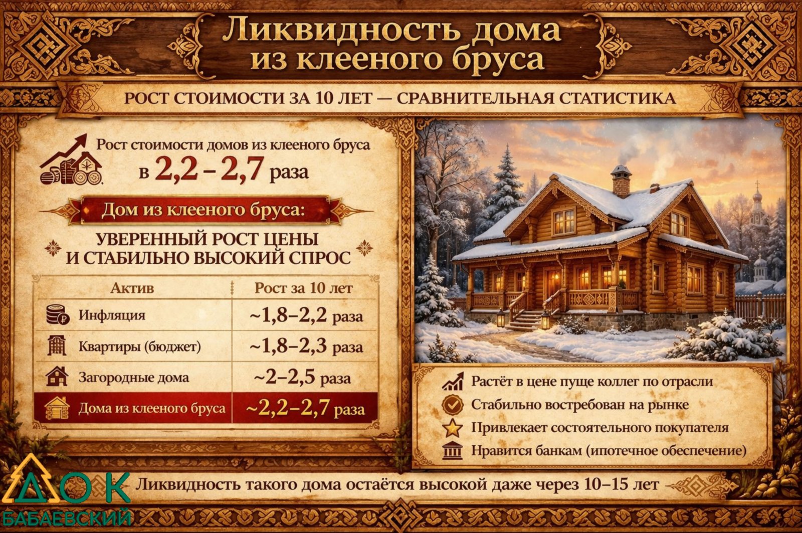 Ликвидность дома из клееного бруса. Сравнительная аналитика на основе статистики за 10 лет.